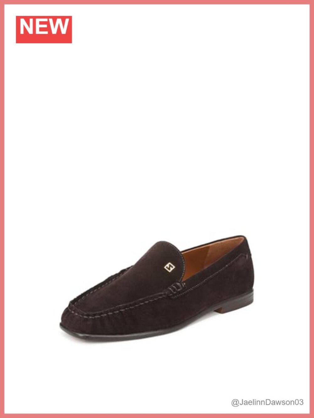 Suede Slip On Loafer Square Toe Block Heel Hand Stitched Women's Shoes